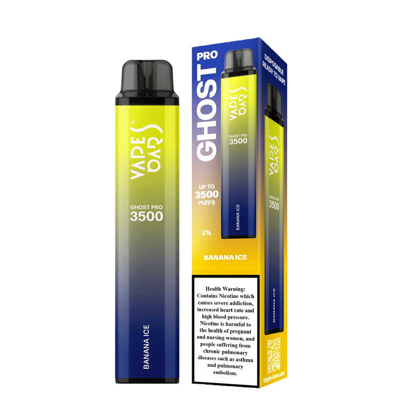 Banan Ice By Vapes Bars Ghost Pro Disposable Kit 3500 Puffs Vapepuffs UK